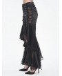 Devil Fashion Black Gothic Vintage Ruffle Lace Spliced Flared Pants for Women
