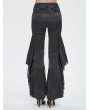 Devil Fashion Black Gothic Vintage Ruffle Lace Spliced Flared Pants for Women
