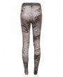 Devil Fashion Brown Gothic Punk Metal Buckle Printed Leggings for Women
