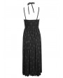 Devil Fashion Black Gothic Punk Cross Print Pentagram Strap Sexy Split Dress