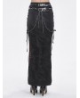 Devil Fashion Black Gothic Punk Buckle Chain Sexy Long Split Skirt