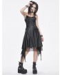 Devil Fashion Black Gothic Punk Chain Strap Slip Irregular Dress