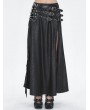 Devil Fashion Black Gothic Punk Studded Leather Belt Long Sexy Slit Skirt