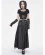 Devil Fashion Black Gothic Punk Studded Leather Belt Long Sexy Slit Skirt