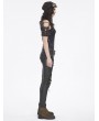 Devil Fashion Brown Steampunk Gothic Asymmetric Shoulder Short Sleeve T-Shirt for Women