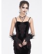 Eva Lady Wine Red Gothic Beaded Feather Lace Wrist Gloves for Women