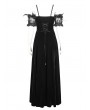 Eva Lady Black and Red Gothic Victorian Off-the-Shoulder Velvet Lace Long Party Dress