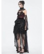 Eva Lady Black and Red Sexy Gothic Detachable Lace Trumpet Sleeves Strappy Top for Women