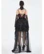 Eva Lady Black and Red Sexy Gothic Detachable Lace Trumpet Sleeves Strappy Top for Women