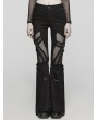Punk Rave Black Gothic Punk Hollow Mesh Cross Frayed Pants for Women