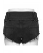 Punk Rave Black Gothic Punk Buckle Belt Hot Denim Shorts for Women