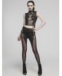 Punk Rave Black Sexy Gothic Punk Mesh Spliced Hollow Out Leggings for Women