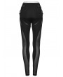 Punk Rave Black Sexy Gothic Punk Mesh Spliced Hollow Out Leggings for Women