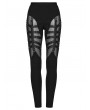 Punk Rave Black Sexy Gothic Punk Studded Mesh Hollow Leggings for Women