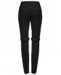 Punk Rave Black Gothic Punk Mesh Splicing Hollow Washed Jeans for Women