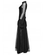 Punk Rave Black Sexy Gothic Bat Velvet Lace Long Mesh Sleeve Dress
