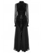 Punk Rave Black Sexy Gothic Bat Velvet Lace Long Mesh Sleeve Dress