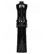 Punk Rave Black Gothic Sexy Punk Glossy Faux Leather Slit Long Dress
