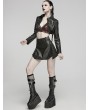 Punk Rave Black Gothic Punk Zipper Faux Leather Short Wrap Skirt
