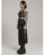 Punk Rave Black Sexy Gothic Punk Buckle Cross Hollowed Long Slit Skirt