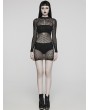Punk Rave Black Gothic Sexy Patterned Mesh Fit Short Dress