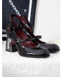 Black Gothic Red Crystal Transparent Block Heel Ankle Straps Shoes