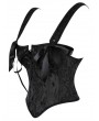 Black Retro Brocade Gothic Bow Tie Shoulder Corset Crop Top