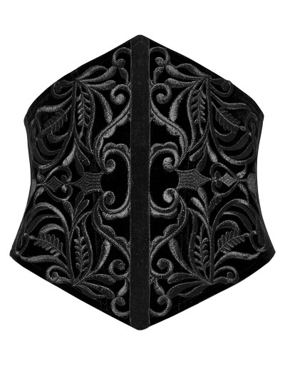 Punk Rave Black Gothic Embroidery Velvet Retro Underbust Corset Waistband