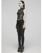 Punk Rave Black Gothic Punk Metal Eyelets Patterned Mesh Vest Top for Women