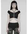 Punk Rave Black Gothic Punk Chain Cool Daily Fit Short T-Shirt for Women