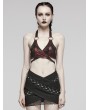 Punk Rave Black and Red Gothic Punk Sexy Halter Neck Crop Top for Women