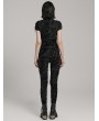 Punk Rave Black Gothic Punk Diagonal Zipper Short Sleeve T-Shirt for Women