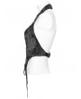 Punk Rave Dark Gray Punk Gothic Textured Halter Lace-Up Vest for Women