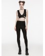 Punk Rave Black Gothic Punk Knitted Pleated Slim Pants for Women