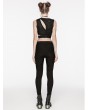 Punk Rave Black Gothic Punk Knitted Pleated Slim Pants for Women
