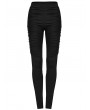Punk Rave Black Gothic Punk Knitted Pleated Slim Pants for Women