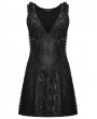 Punk Rave Black Gothic Punk Sexy Deep V-Neck Side Mesh Splicing Short Dress