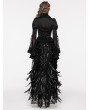 Punk Rave Black Gorgeous Queen Rose Feather Embellished Gothic Long Skirt