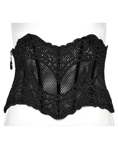 Punk Rave Black Gothic Mesh Lace Appliqued Waistband for Women