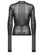 Punk Rave Black Gothic Skeleton Pleat Mesh Long Sleeve T-Shirt for Women