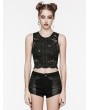 Punk Rave Black Gothic Daily Cross Embroidery Lace Tank Top for Women