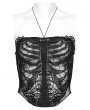 Punk Rave Black Gothic Skeleton Perspective Sexy Halter Cami Top for Women
