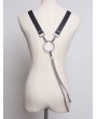 Black Gothic Punk Leather Buckle Chain Belt Harness with Detachable Bag