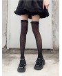 Black Gothic Pattern Bow Embellished Over-the-Knee Socks