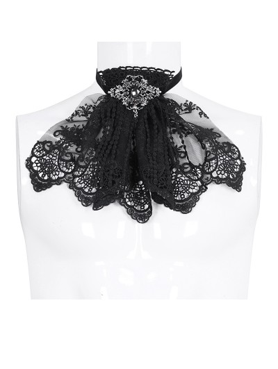 Devil Fashion Black Gothic Retro Lace Embroidery Pendant Bow Tie for Men