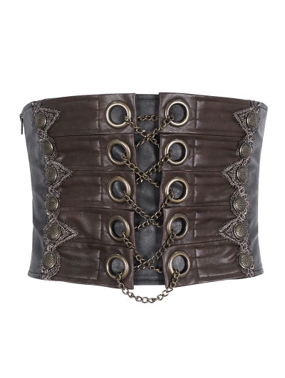 Devil Fashion Brown Retro Steampunk Leather Girdle for Men