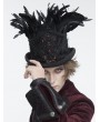 Devil Fashion Black Retro Gothic Feather Embellished Top Hat for Men