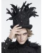 Devil Fashion Black Retro Gothic Feather Embellished Top Hat for Men