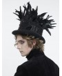 Devil Fashion Black Retro Gothic Feather Embellished Top Hat for Men