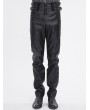 Devil Fashion Black Gothic Punk Buckle Strap Layered Chain Pants for Men